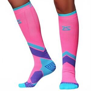 NEW ZENSAH unisex tech and compression light cushion socks in coral/ mint /purpl